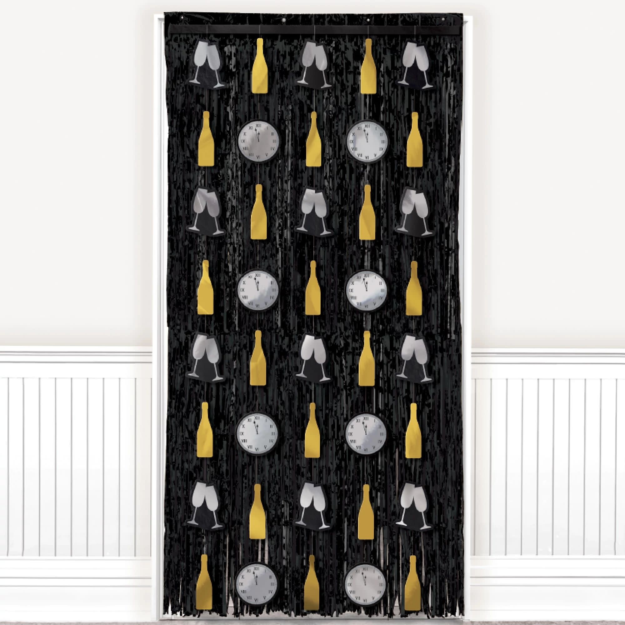 New Year's Door Curtain - Black, Silver, Gold