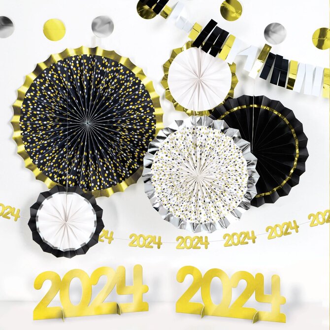 2024 New Year's Room Decorating Kit - Black, Silver, Gold