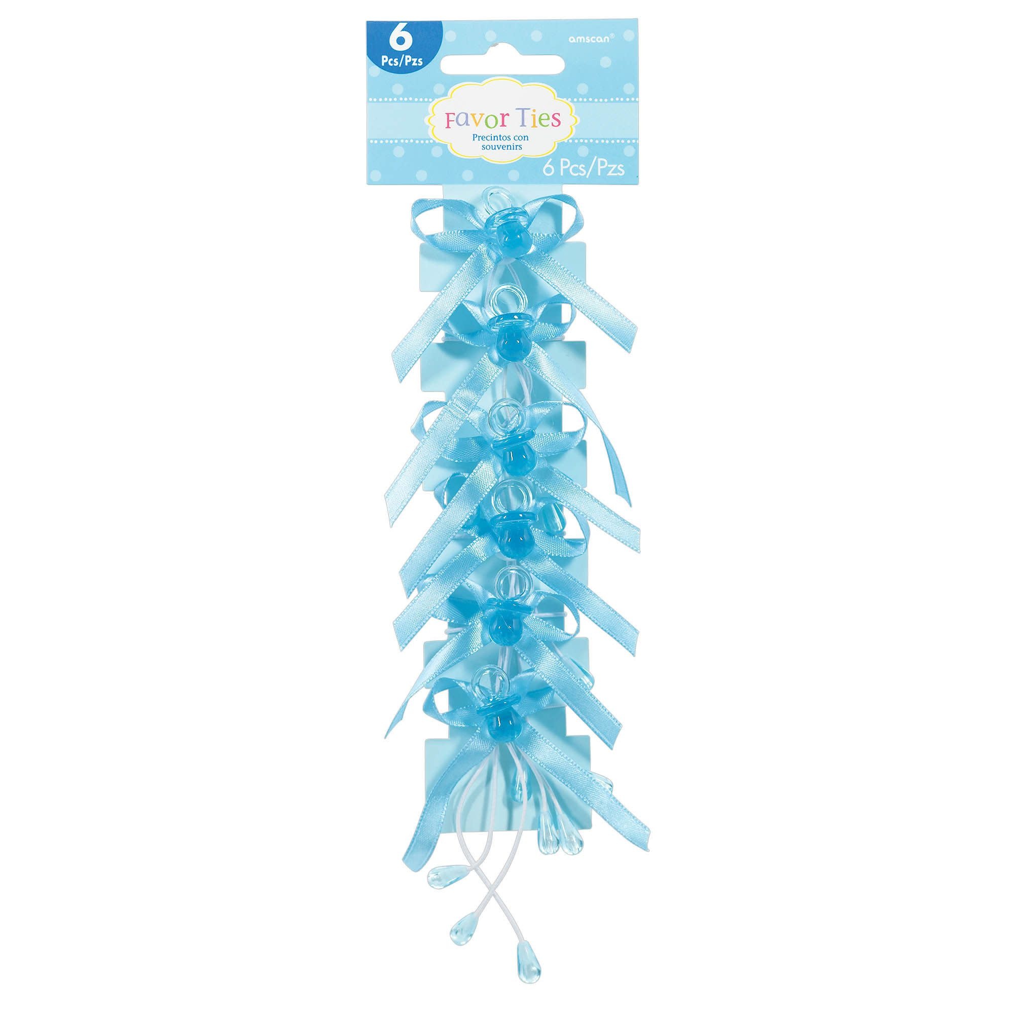 Blue Pacifier Favor Ties , 6ct