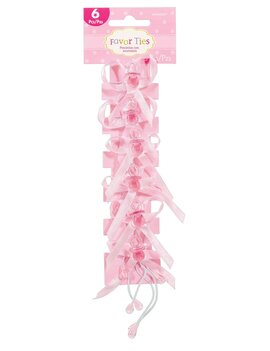 Pink Pacifier Favor Ties, 6ct