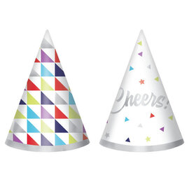 Here's To Your Birthday Mini Packaged Foil Cone Hats, 12ct