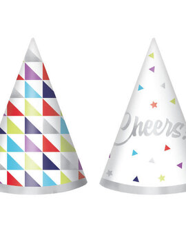 Here's To Your Birthday Mini Packaged Foil Cone Hats, 12ct
