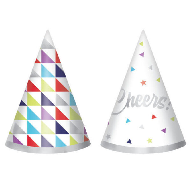 Here's To Your Birthday Mini Packaged Foil Cone Hats, 12ct