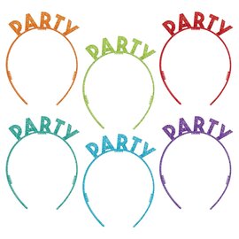 Birthday Celebration Glitter Plastic Headbands, 6ct