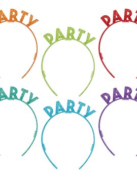 Birthday Celebration Glitter Plastic Headbands, 6ct