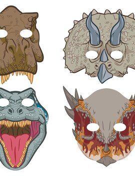 Jurassic World Into the Wild Paper Masks, 8ct