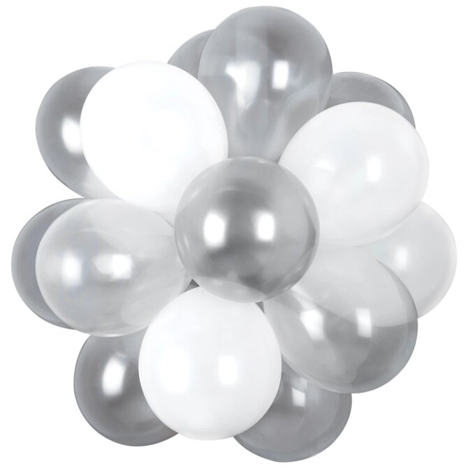 Air-Filled Latex Balloon Chandelier - Platinum