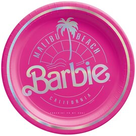 Malibu Barbie 7" Round Metallic Plates, 16ct
