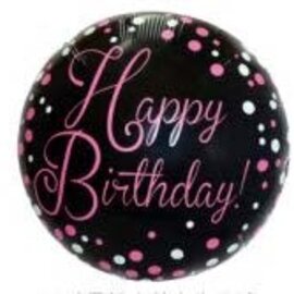 18" Happy Birthday Foil Balloon - Pink & Black