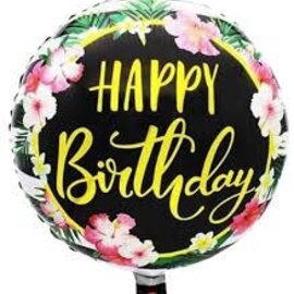 18" Happy Birthday Foil Balloon - Pink Hibiscus