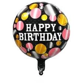 18" Happy Birthday Foil Balloon - Metallic Dots