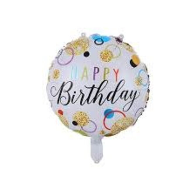 18" Happy Birthday Foil Balloon -  Glitter Dots