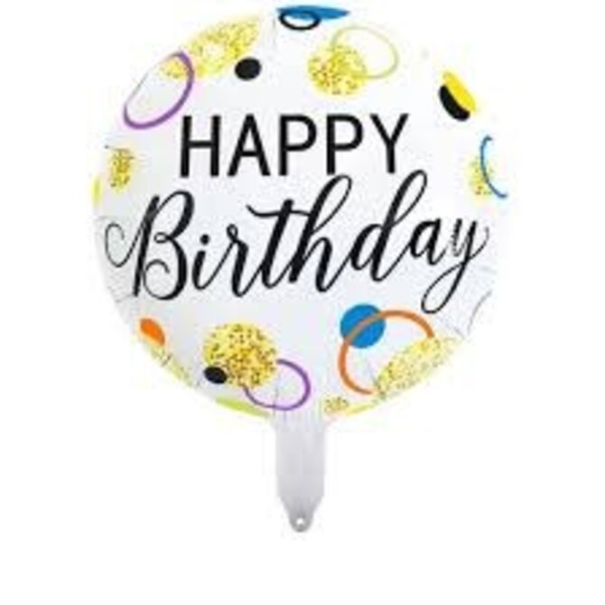 18" Happy Birthday Foil Balloon -  Glitter Dots