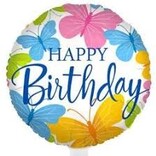 18" Happy Birthday Foil Balloon - Beautiful Butterflies