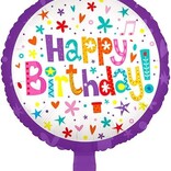 18" Happy Birthday Colorful Lollipop Foil Balloon- Purple