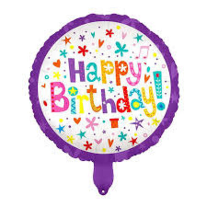 18" Happy Birthday Colorful Lollipop Foil Balloon- Purple