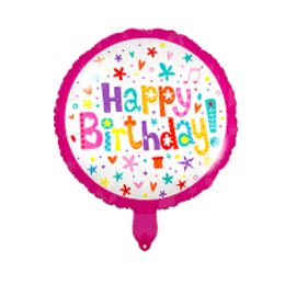 18" Happy Birthday Colorful Lollipop Foil Balloon- Pink