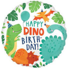 18" Happy Dino Birthday Foil Balloon