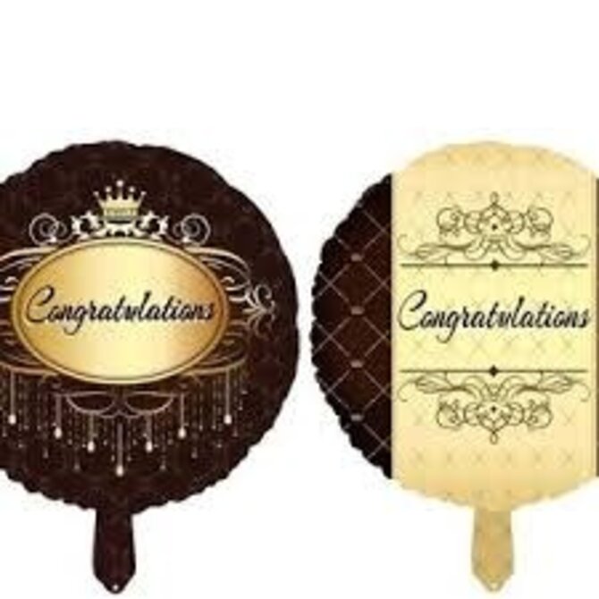 18" Congrats Foil Balloon - Black & Gold