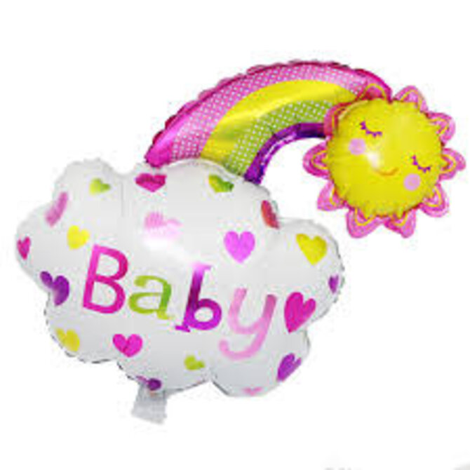 Baby Rainbow Foil Balloon - Pink