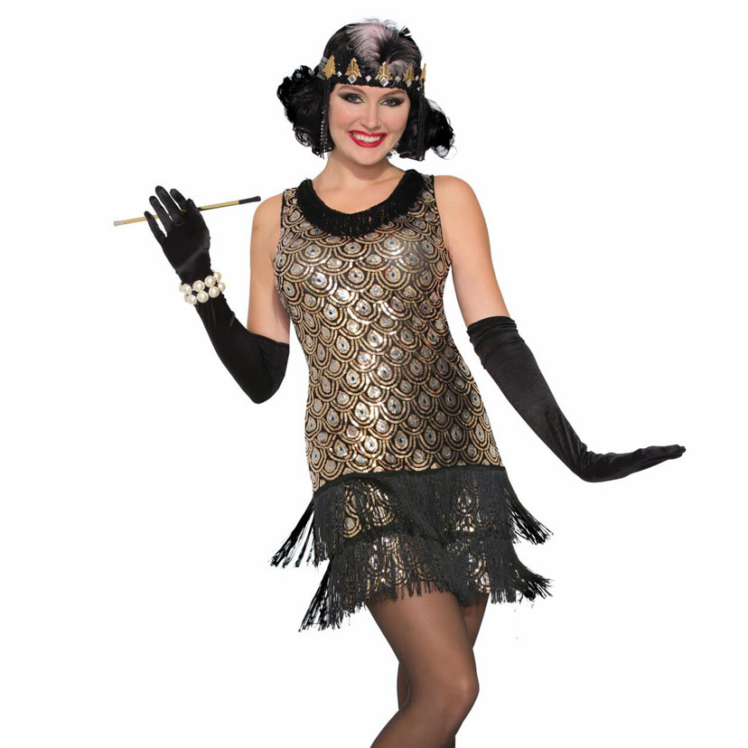 Womens Sequin Roaring 20s Flapper Dress - M/L  (#531)
