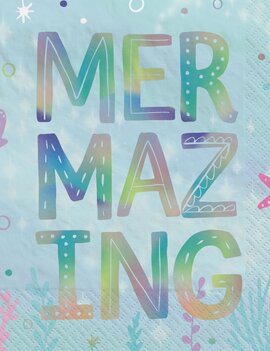Shimmering Mermaids Hot Stamped Beverage Napkins, 16ct