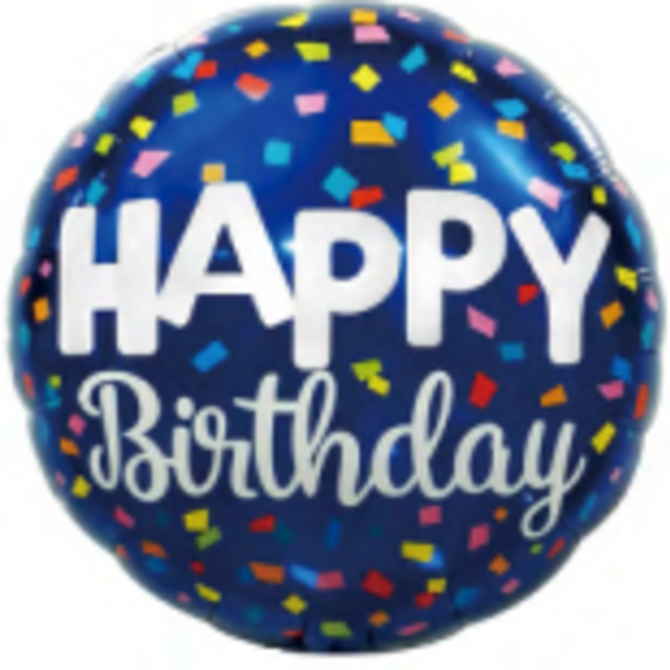 18" Happy Birthday Foil Balloon - Confetti