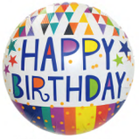 18" Happy Birthday  Foil Balloon Stripes & Shapes