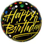 18" Happy Birthday Foil Balloon - Gold Script w/ Dots