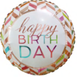 18" Happy Birthday Foil Balloon - Chevron