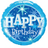 18" Happy Birthday Foil Balloon - Blue Sparkle