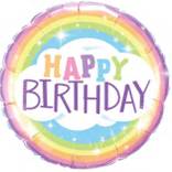 18" Happy Birthday Foil  Balloon - Pastel Rainbow