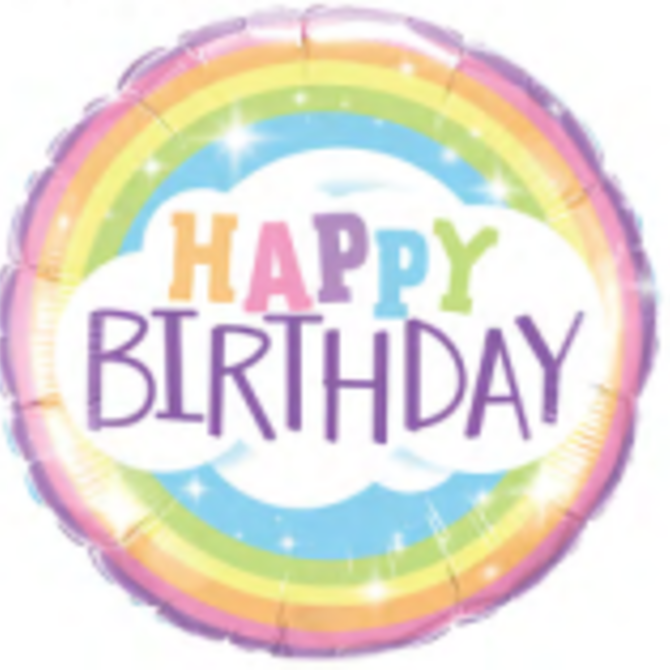 18" Happy Birthday Foil  Balloon - Pastel Rainbow