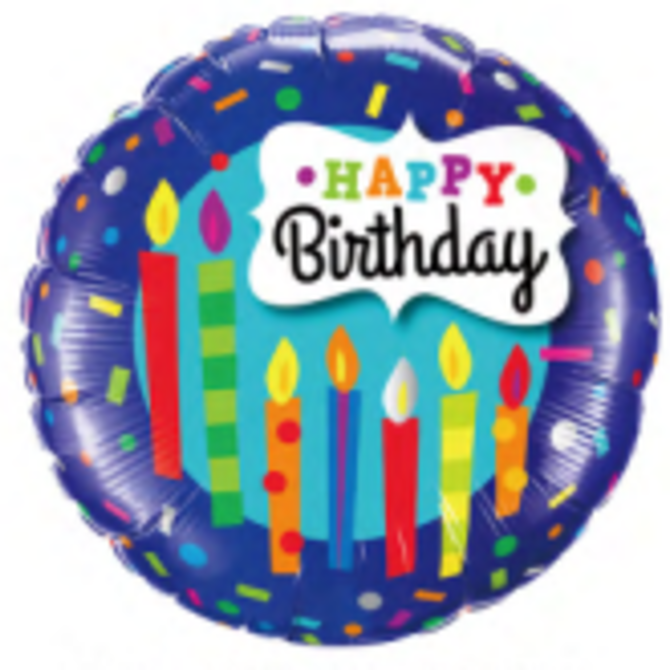 18" Happy Birthday Foil Balloon - Navy w/ Candles