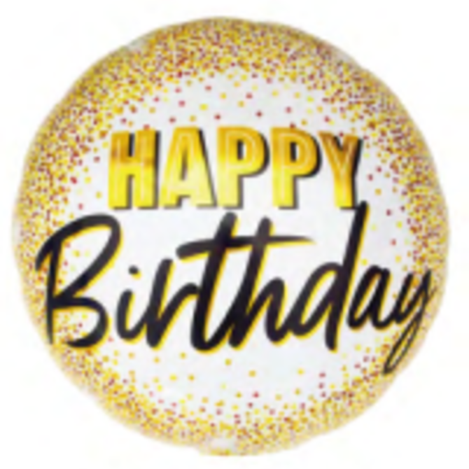 18" Happy Birthday Foil Balloon - Gold Sparkle