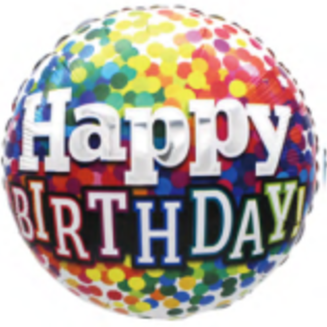 18" Happy Birthday Foil Balloon - Rainbow Dots