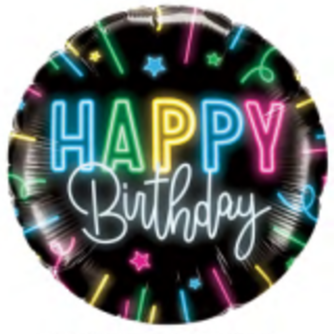 18" Happy Birthday Foil Balloon - Neon