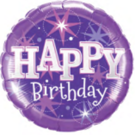 18" Happy Birthday Foil Balloon - Purple Sparkle