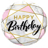 18" Happy Birthday Foil Balloon - Marble/Pink