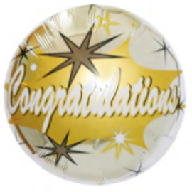 18" Congratulations Foil Balloon - White & Gold