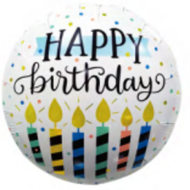 18" Happy Birthday Foil Balloon - Blue Candles