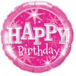 18" Happy Birthday Foil Balloon - Pink Sparkle