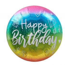 18" Happy Birthday Foil Balloon - Ombre Rainbow Sparkle
