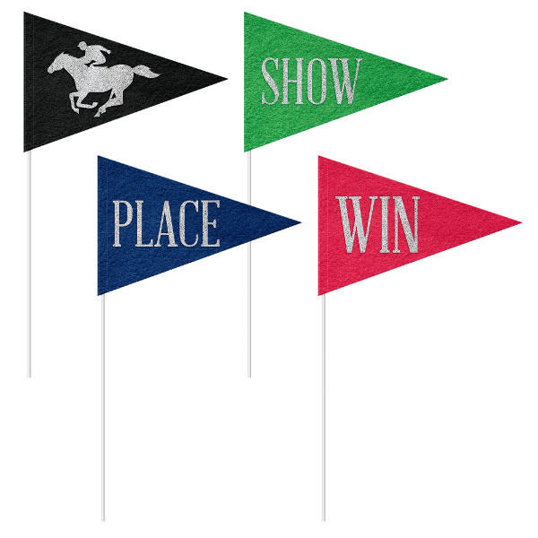 Horse Race Felt Pennants- 4 ct, 14" x 8"