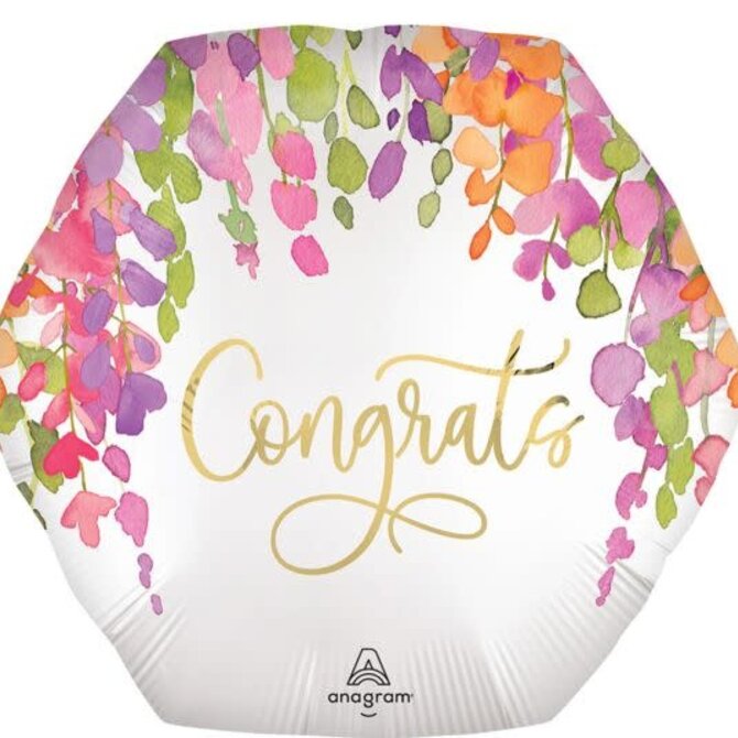 28" Romantic Floral Congrats Foil Balloon