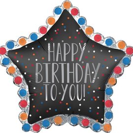 34" Happy Bday To You Star Foil Balloon