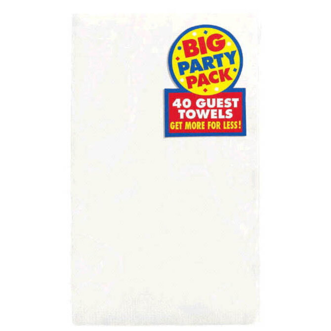 Frosty White Big Party Pack Solid Guest Towels, 40ct