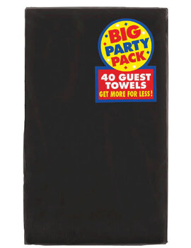 Jet Black Big Party Pack Solid Guest Towels, 40ct