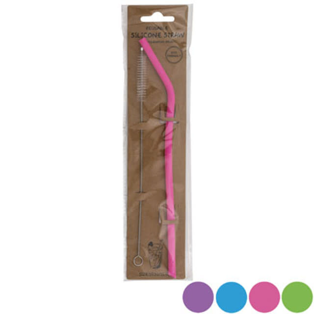 Silicone Straw w/ Cleaning Brush