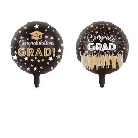 18" Black Congrats Grad Circle Foil Balloon